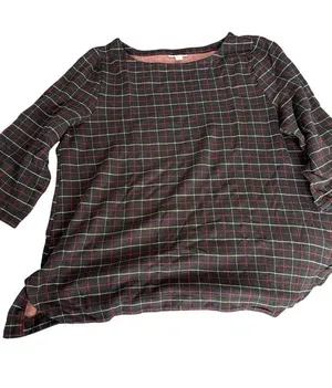 J. Jill Ponte Plaid Tunic Top Windowpane Shirt Side Slits Black Red White Sz XL thumbnail 1