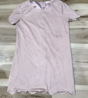 Altar’d State Crushed Velour Pink Scalloped Dress Women’s Large thumbnail 1