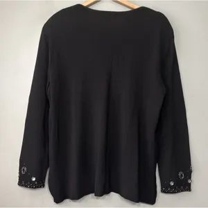 Gardy Sweater Size XL Black Beaded Whimsigoth Maximalist Gothic Chic Glam Event thumbnail 4