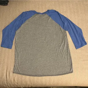 Next Level Apparel Heckin’ Spoopy 3/4 Sleeve Crewneck Baseball Tee; Gray & Blue thumbnail 3