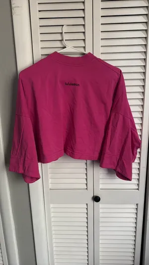 Lululemon Heavyweight Cotton Cropped 3/4 Sleeve Shirt Sonic Pink Women’s xs/s thumbnail 2