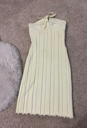Amazon Yellow Knit Tie Bodycon Dress thumbnail 2
