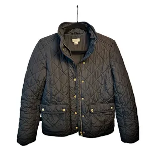 J.Crew Black Quilted Field Puffer Jacket with Gold Hardware Small thumbnail 7