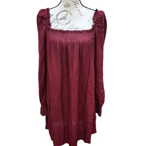 Reformation NWT Hudsen Dress in Plum Burgundy Long‎ Sleeve Smocked Medium thumbnail 2