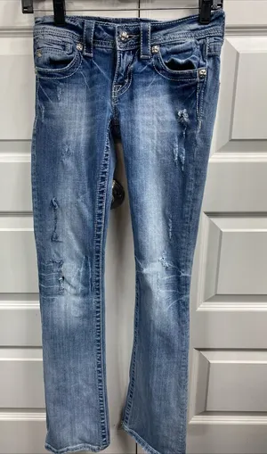 Miss Me JP5437B Boot Cut Jeans Womens Distressed Wings Embellished 25x32.5 thumbnail 1