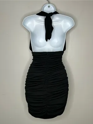 Zara Convertible Halter Top Black Mini Dress Size M thumbnail 5