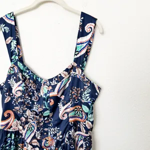 [Lulu's] Positively Adorable Navy Scarf Print Satin Tiered Bustier Romper NWT XL thumbnail 8