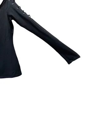 Guess Y2K Lace up Long Sleeve Top Black Size S Goth Whimsigoth Renaissance Fairy thumbnail 8