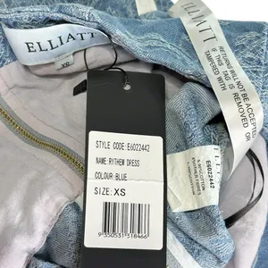 ELLIATT Rhythem Floral Embroidery Belted Denim Mini Dress, Blue, XS thumbnail 7