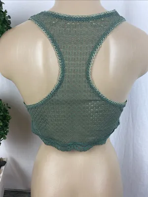 Victoria's Secret Olive Green Sheer Lace Wire Free Bralette Bra Top M thumbnail 2