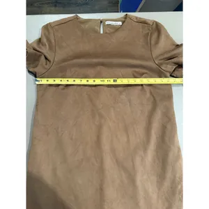 Abercrombie & Fitch Faux Suede Mini Dress Brown / Tan Large T-shirt Short Sleeve thumbnail 7
