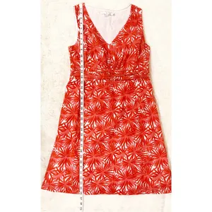BODEN Red Orange Floral‎ Print Sleeveless Cotton Sheath Dress Size 6 Petite thumbnail 12