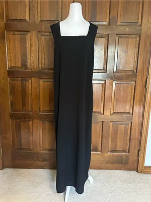 Reformation Vea Black Crepe Square Neck Maxi Shift Dress Size 12 Lined thumbnail 4