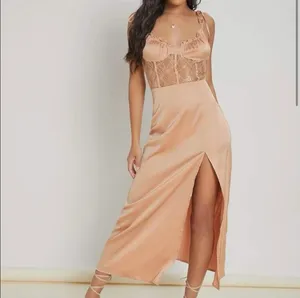 Satin Lace Corset Maxi Dress/gown thumbnail 1