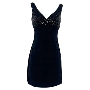 B.Darlin Sequin Tiered Cocktail Dress Sz 3/4 Y2K Glam HOCO Party Holiday Black thumbnail 2