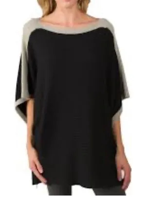 JENNIE LIU Women's Cashmere Blend Rib Knitted Poncho Sweater One Size NW… thumbnail 1