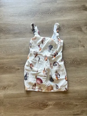 SHOW ME YOUR MUMU Steph Mini Dress White Shell Print Linen Size S Resort Wear thumbnail 8