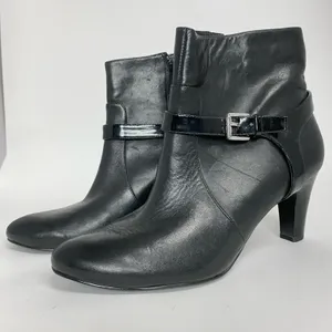 Lauren Ralph Lauren Womens Leather Saida Ankle Boots Booties Buckle Black Sz 10B thumbnail 6
