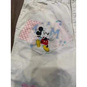 Vintage‎ Mickey Mouse White Jean Shorts Patches Hearts Disneycore Youth thumbnail 4