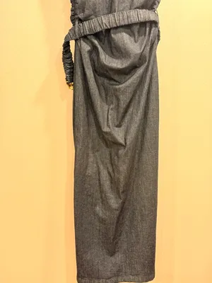 NWOT Zara Navy Blue Denim Button Front Sleeveless Midi Shirt Dress Gold Belt S thumbnail 12