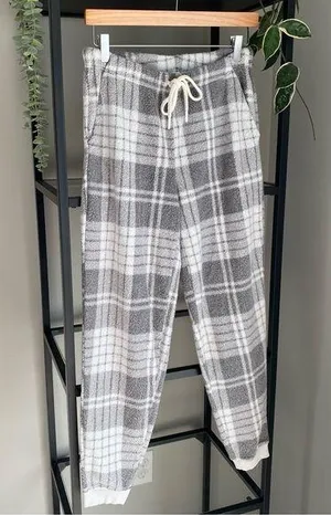 NWT Aerie Fleece Plaid Jogger Sweatpants thumbnail 1