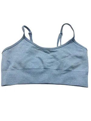Amazon Brand 2 Piece Blue Ribbed Seamless Bra Set Activewear Crop Small Women's thumbnail 9
