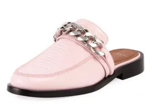 Givenchy 20mm women’s pink lizard embossed chain loafers mules size IT 37 US 7 thumbnail 1
