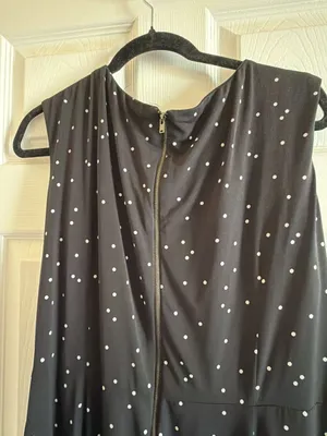 Gabby Skye Black and White Polka Dot Drapey Midi Dress with Knot Detail thumbnail 8
