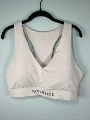 Fabletics On-The-Go Medium Impact Sports Bra Soft Shell Pink Padded Pocket Sz XL thumbnail 2