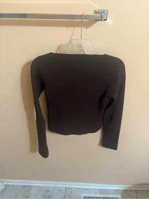 Dissh Paces Ribbed Long Sleeve Top in Brown Size 10 thumbnail 4