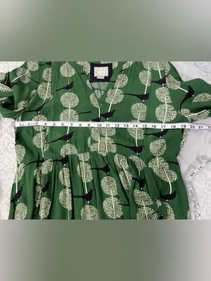 Maeve Green Printed Mini Swing Dress packets and laces at the back adjustment S thumbnail 8