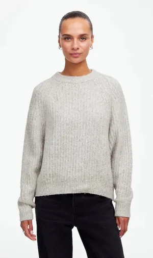 Madewell Ribbed Cotton-Blend Sweater Hthr Dusk Grey Marl Size Medium Heather thumbnail 1