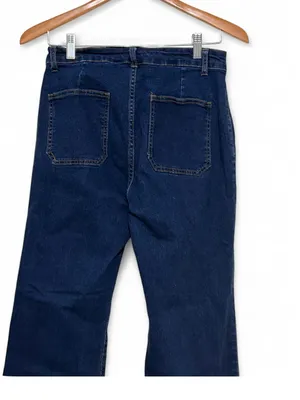 PWEST Women’s Dark Wash High Rise Wide Leg Flare Jeans Size M thumbnail 10