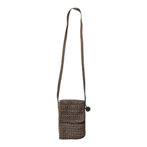 Vintage 90’s The SAK Crochet Bag Y2K Crossbody Shoulder Purse Brown Zip 5.5x7.5 thumbnail 2