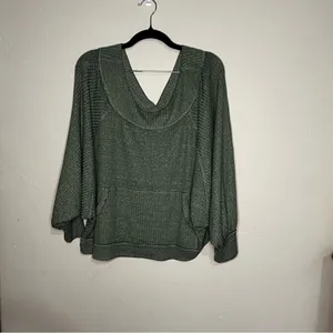 We The Free People Westend Thermal Off-Shoulder Army‎ Green Sweater thumbnail 5