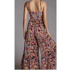 Flounced Floral Burnout Velvet Jumpsuit Size 8 thumbnail 3