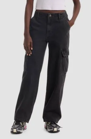 Levi’s ‘94 Baggy Wide Leg Cargo Jeans Size 28 in Black‎ thumbnail 1