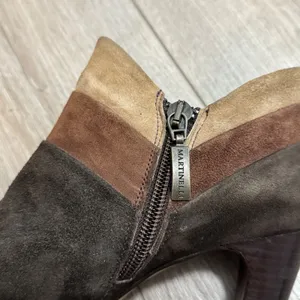 Martinelli Spain Suede Ankle Booties EU 35 Brown Tan Colorblock High Heel Zip thumbnail 3