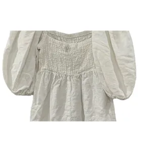 Tuckernuck‎ Dress Annie Smocked Mini Linen in White Size Large thumbnail 7