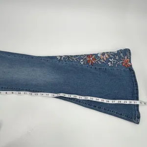 Altar’d State Jeans Womens 26 Blue Denim Flare Embroidered Floral Boho thumbnail 9