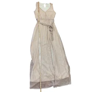 Baltic Born Sparkle Gown Champagne Gold Metallic Shimmer Maxi Dress Sz M thumbnail 4