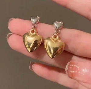 18K Gold Plated Love Heart Dangle Drop Earrings for Women thumbnail 1