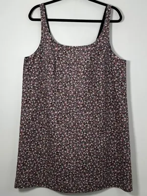 NEW H&M Women’s Large Floral Corduroy Cotton Pull On Tank Shift Mini Boho Folk thumbnail 2