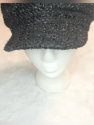 Vintage Y2K Textured Black Tweed Newsboy Cap Cabbie Hat thumbnail 10