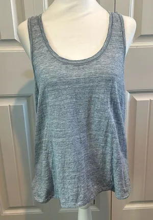 Ann Taylor‎ Large Heathered Light Blue Linen Sleeveless Tank Top thumbnail 1