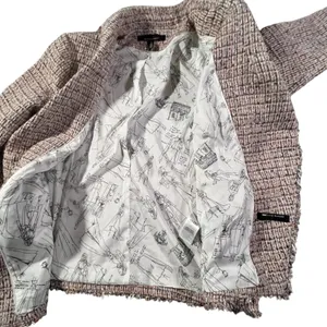 White House Black Market Studio Blazer Women‎ 14 Multi Color Tweed Fringe Trim thumbnail 3