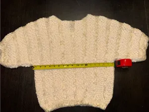 Lauren Michelle Cream Textured Puff-Sleeve Popcorn Knit Boucle Sweater Boho Chic thumbnail 4