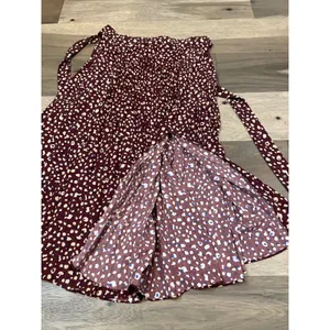 Skies Are Blue Pleated Midi Skirt Size M Deep Terra Cotta Tie Waist Elastic Back thumbnail 7