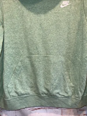 Nike Sage Green Pullover cowl neck White Swoosh Hoodie hooded Large sweatshirt thumbnail 3