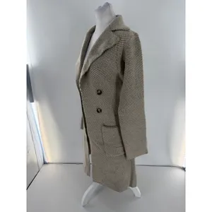 Magnolia Boutique M/L Womens Herringbone Double Breasted Long Coat Quiet Luxury thumbnail 4